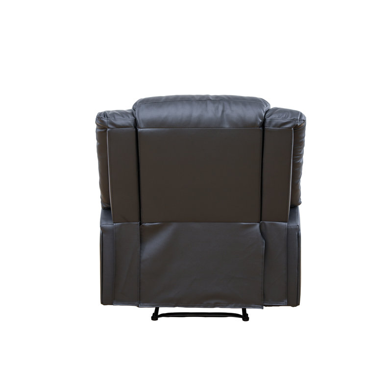 Fauteuil inclinable manuel moderne en similicuir noir de 84 cm de large