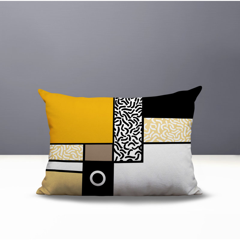 Coussin lombaire réversible intérieur / extérieur Plexa, Rectangle H 18 po x l 25 po, Jaune