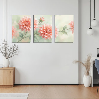 Pivoine, art floral, toile tendue sur toile, ensemble de 3 reproductions de peinture à l'huile pour salon