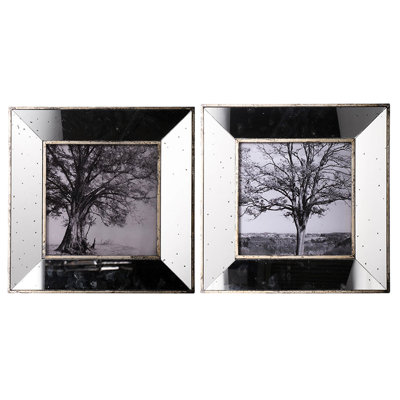 Cadre photo réfléchissant argent 15 x 15 po, look rétro, S / 2: Miroir avec mouchetures pour art et impression Cadres S / 2: mouchetures, mise en valeur des images