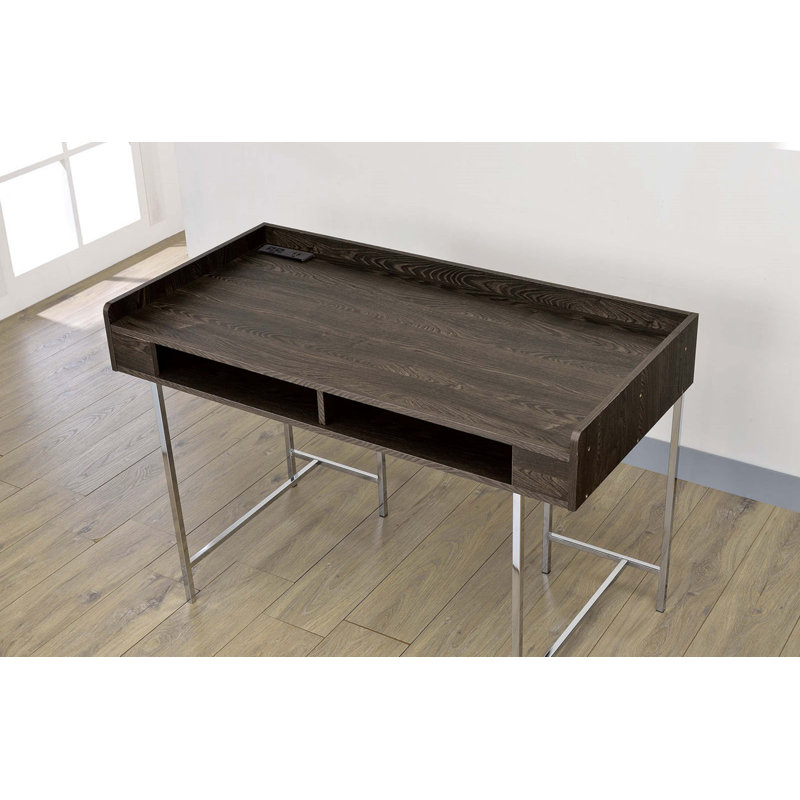 Bureau d'ordinateur moderne avec support USB offrant un espace de rangement