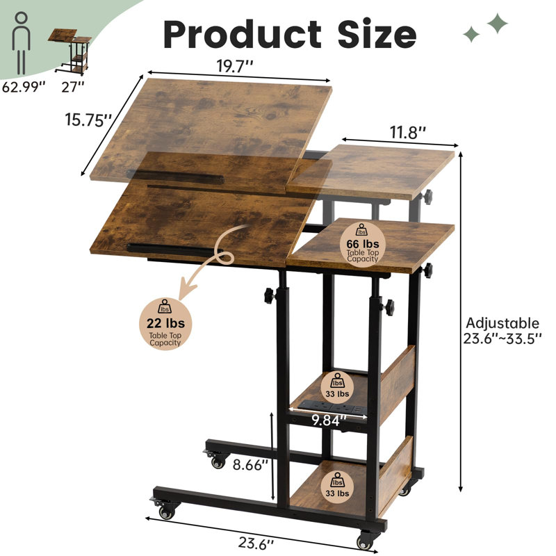 80cm W Metal Bedside Table