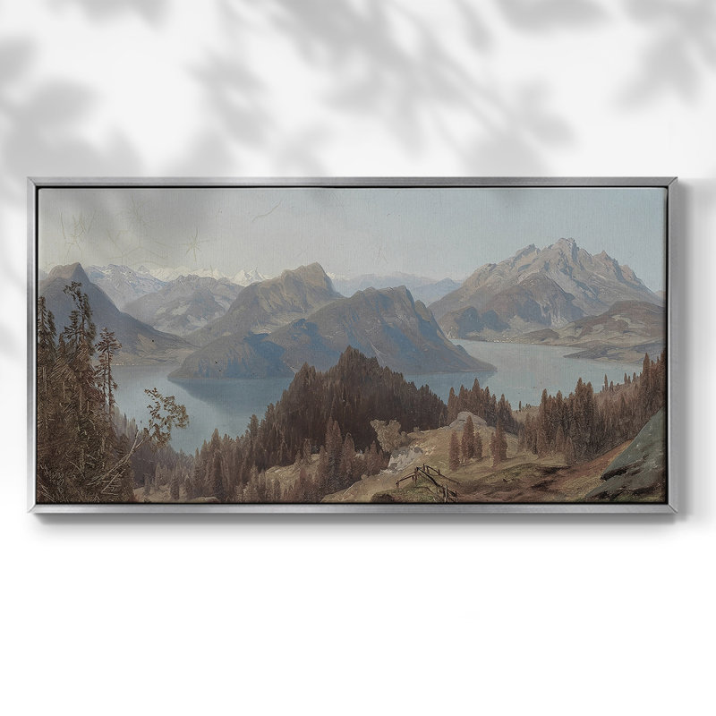 Série paysage - DCLXIV - Toile tendue avec châssis encadré - Prêt à être accroché, H 25 po x l 49 po, Argent argent