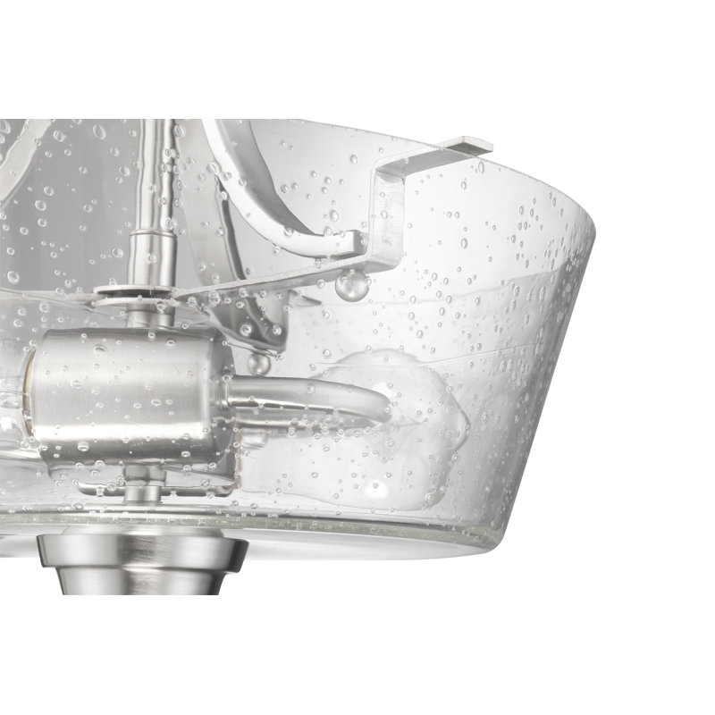 Plafonnier semi-encastré à cuve simple 13 po 2 lumières Winn, Nickel poli brossé
