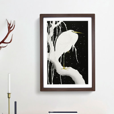 White Heron in the Snow by Ohara Koson - Framed Print