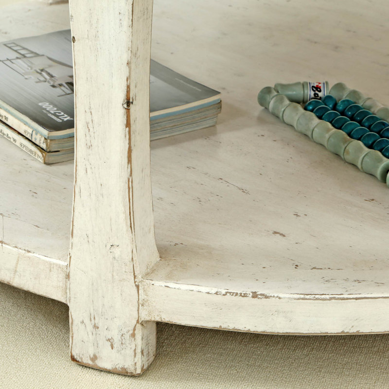Table basse avec rangement en bois massif Amalfi, Blanc