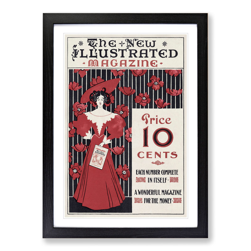 The New Illustrated Magazine by Ethel Reed - Picture Frame Graphic Art, 65cm H x 48cm W x 2cm D, Black Framed