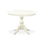 L'ensemble de salle à manger 5 pièces comprend une table de salle à manger ronde avec piédestal et 4 chaises en similicuir, blanc lin-1462008820-1462008827