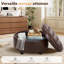 Repose-pieds 25 po avec rangement capitonné rond et coussin capitonné-1664248904