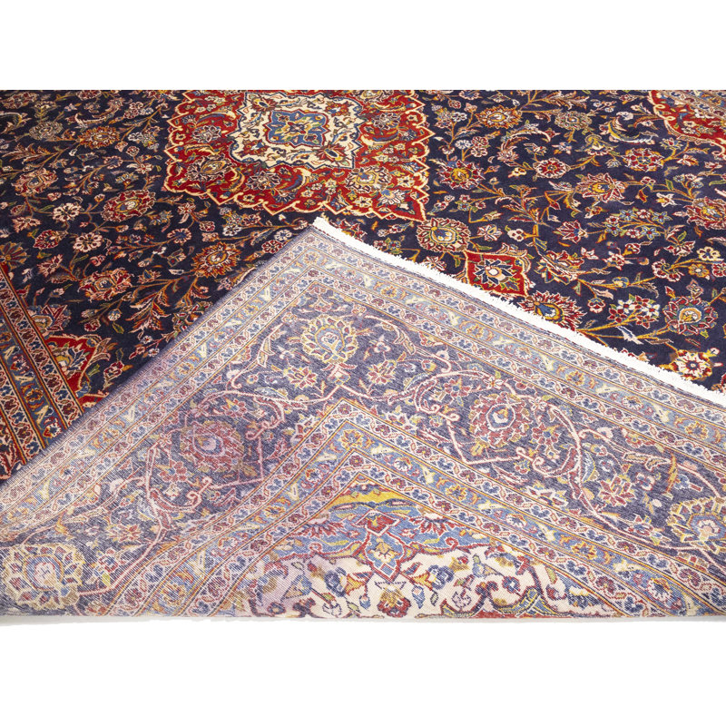 Purple-navy Traditional 10X14 Kashan Oriental Area Rug