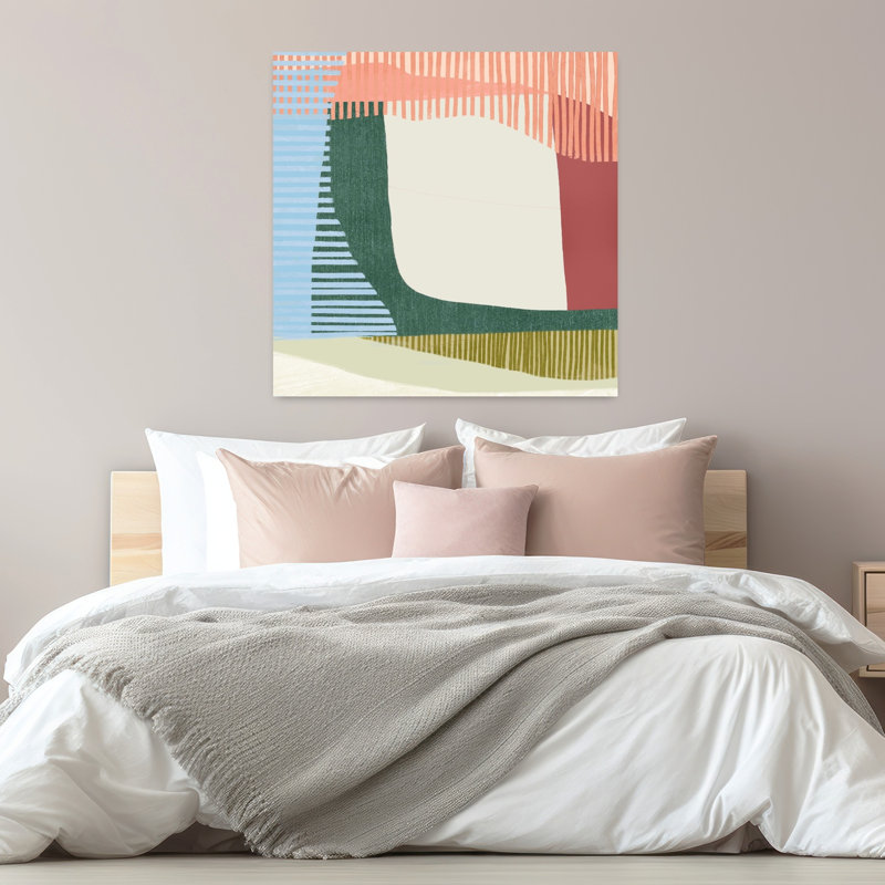 Vagues de rayures colorées II, art mural contemporain abstrait, H 32 po x l 32 po