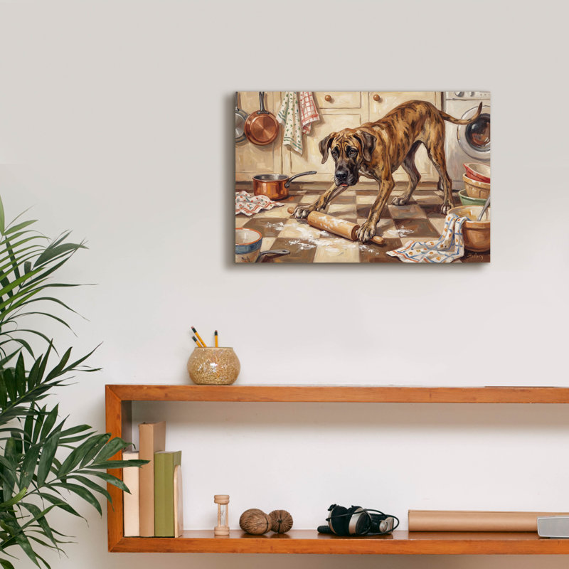  «Great Dan In The Kitchen» par Rich Monet, art mural sur toile, 18 po x 12 po, H 12 po x l 18 po
