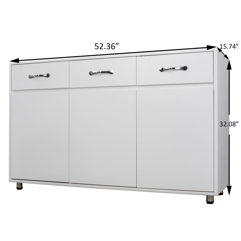 52.36'' Wide 3 - Drawer Storage Cabinet, White