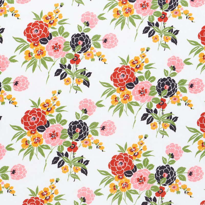 Valentina Floral Fabric, Red/Pink/Black