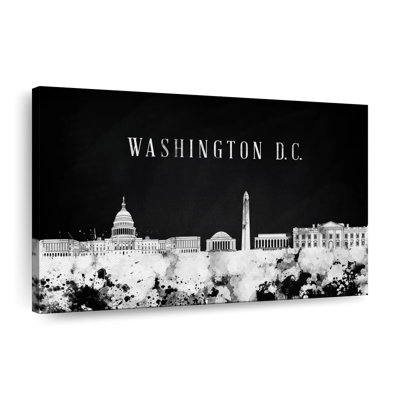 Washington DC Skyline BW Canvas Print