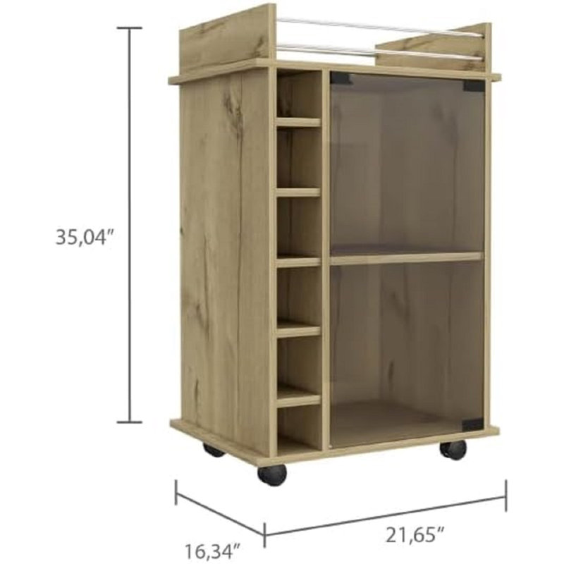 Bar Cabinet Liquor Cabinet Wine Cabinet Bar Cabinets For Liquor Farmhouse Storage Sideboard Buffet Coffee Bar Cabinet With Glass Door, 2 Interior Shelves And 6 Wine Cubbies