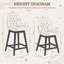  Tabouret de comptoir pivotant en similicuir brun de 28,2 po avec structure en bois massif-374388658-374388662
