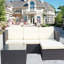 Ensemble de 5 meubles de patio: PE, coussins beiges, table basse: