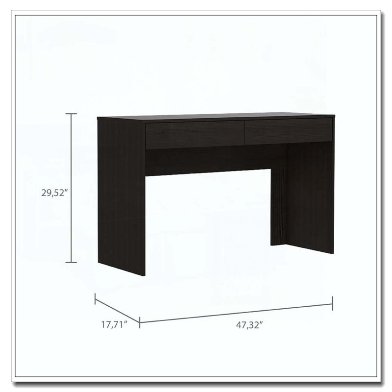 Black Wengue 2-Drawer Computer Desk