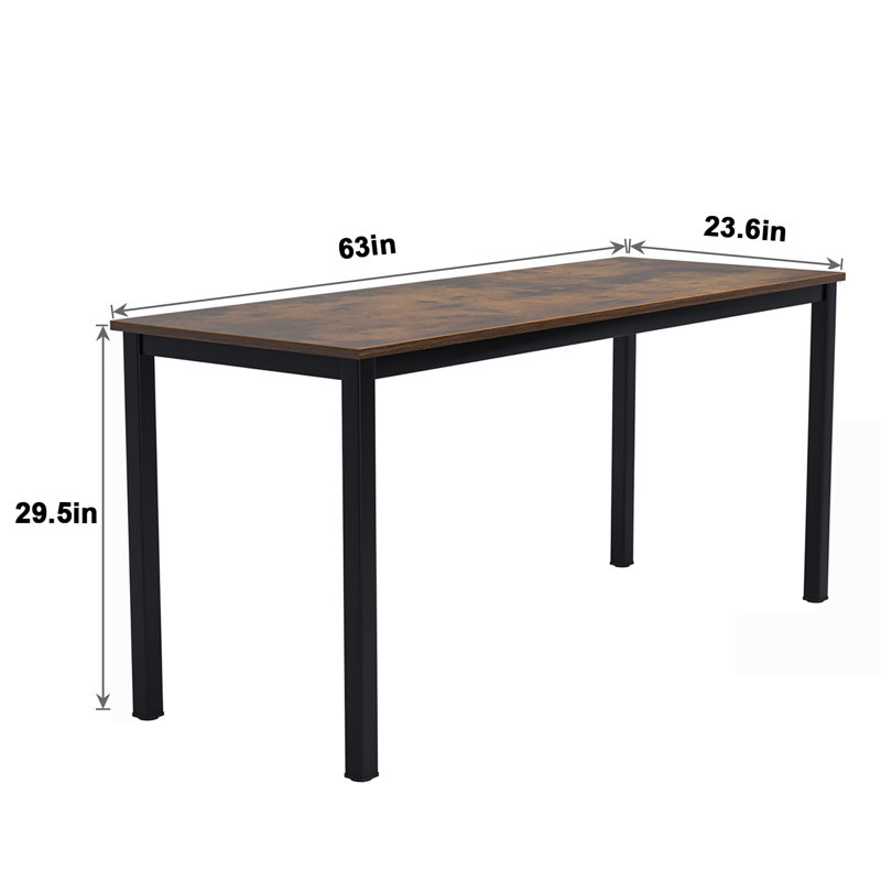 Adero Writing Desk / Computer Desk, Rustic Brown/Black, 29.5 " H x 63 " W x 23.6 " D