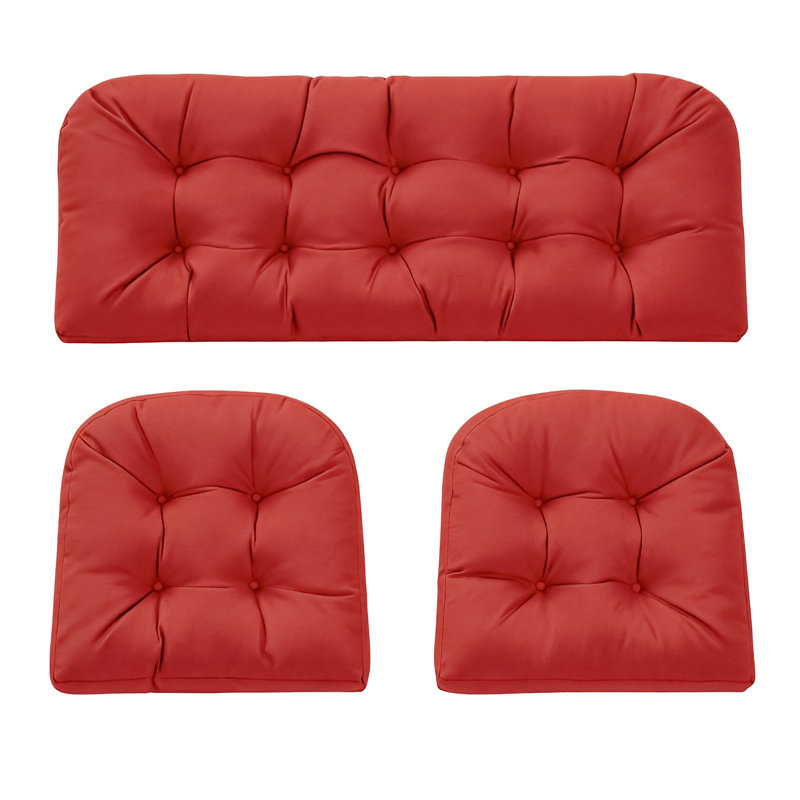 Ensemble de coussins de causeuse d'extérieur 3 pièces pour l'extérieur Causeuse avec causeuse, Rouge