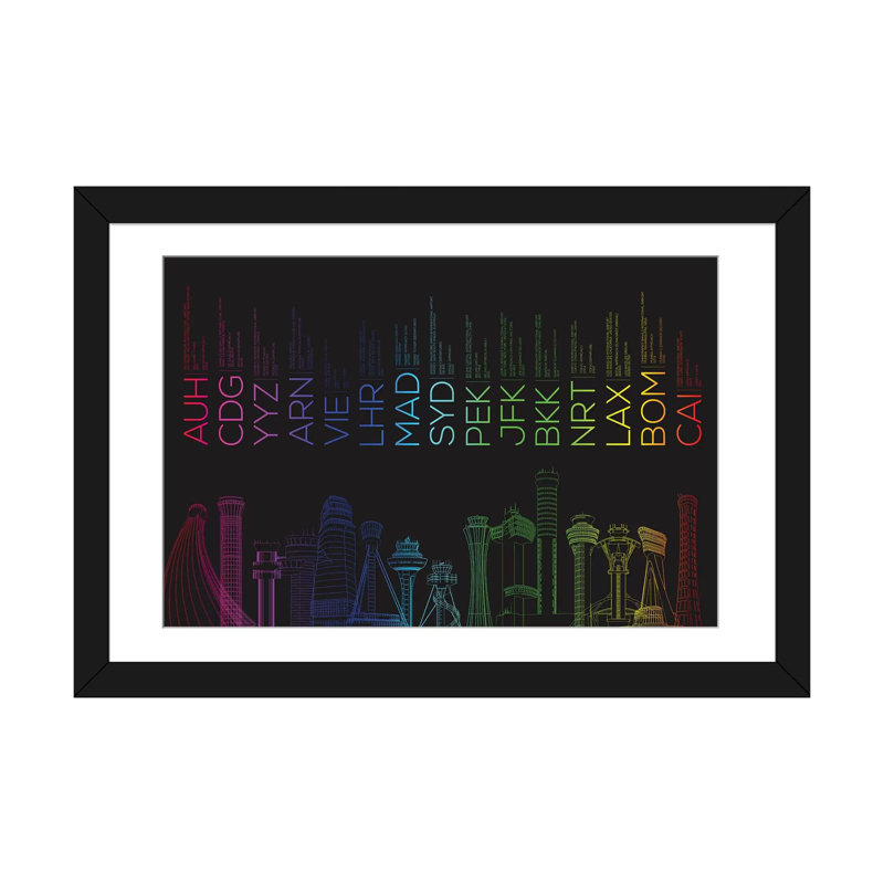 « toure i », impression sur toile, H 16 po x l 24 po x P 1 po, Papier avec cadre noir, Blanc