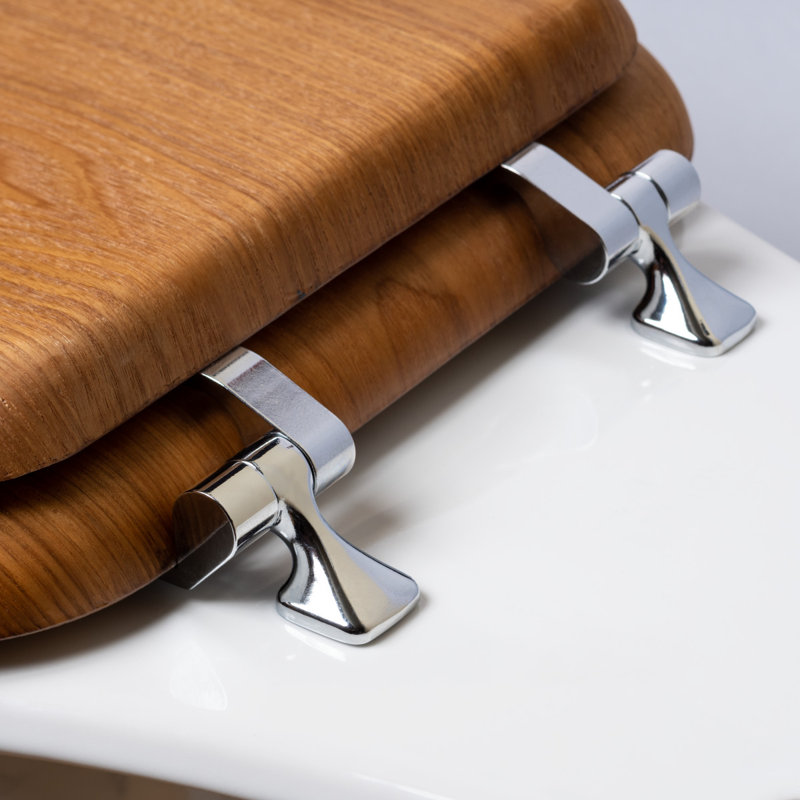 Siège de toilette allongé en bois de réflexion naturelle, Chêne