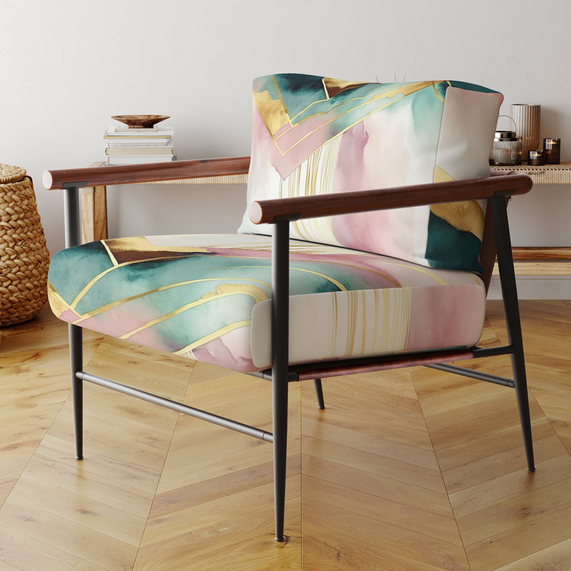 Chaise d'appoint abstraite rembourrée Abstract Geode, Noir