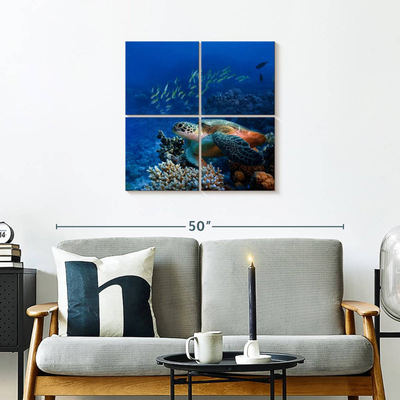 Brampt Corals And Turtle, 26" H x 26" W