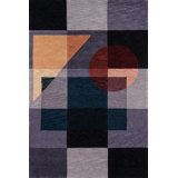 Tapis bleu touffeté à la main à motif géométrique Santangelo