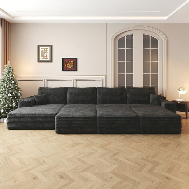 Boneless 135"Large size modular cloud sofa 6 seats down sofa bed apartment living room sofa ,No Assembly Required