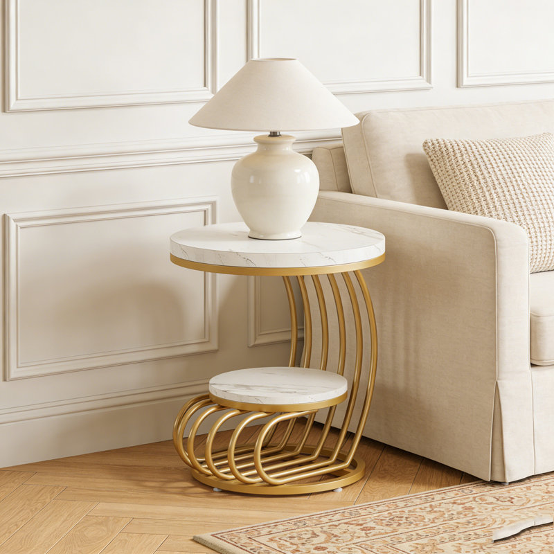 Faux Marble Bedside Table,End Table