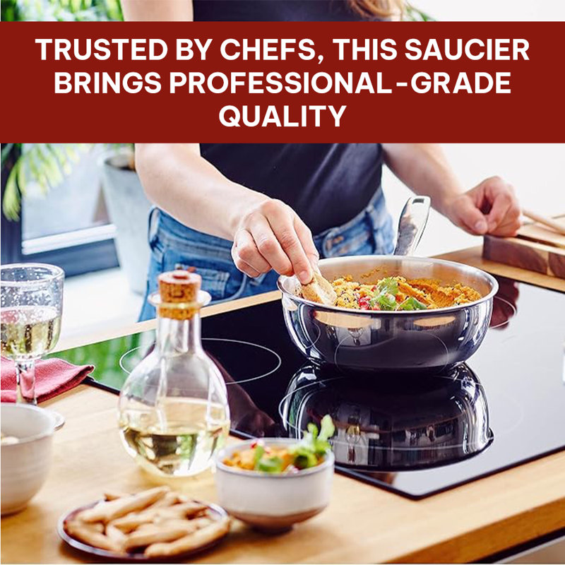 Alva Maestro 1.6 Qt Stainless Steel Non-Stick Saucier with Pour Spout