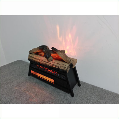 Electric Fireplace Insert, 23 Inch 3D Log Set Infrared Heater | Antique Black | Vent Free