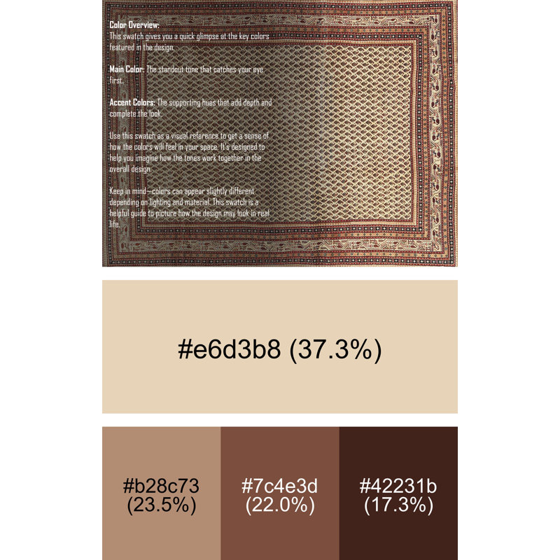 Tapis traditionnel rouge / beige, Rectangle 2 pi x 5 pi