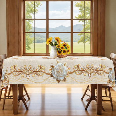 Spring Summer Ellis 152x220cm Rectangular, Flowers Floral Table Cover for Party Picnic Dinner Decor
