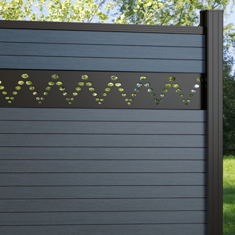 Composite Privacy Fence Panels With Decorative Cutouts, Gray, 1, Arched