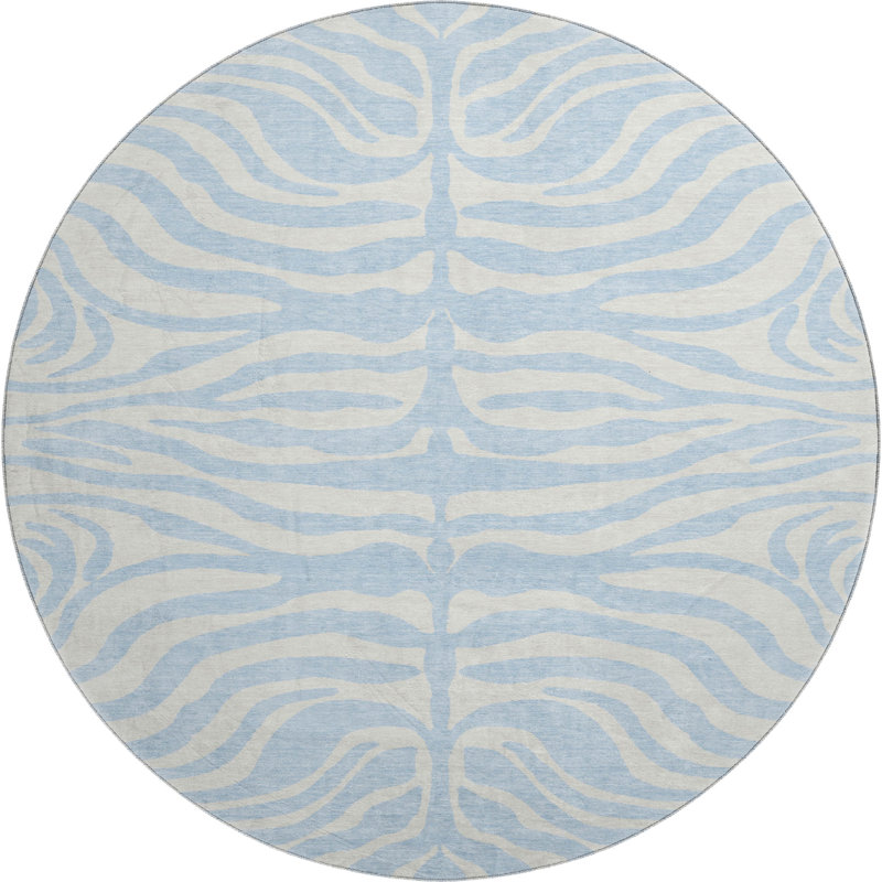 Premium Machine Washable Kian AMF1042 Animal Print Rug, Rond 8 pi