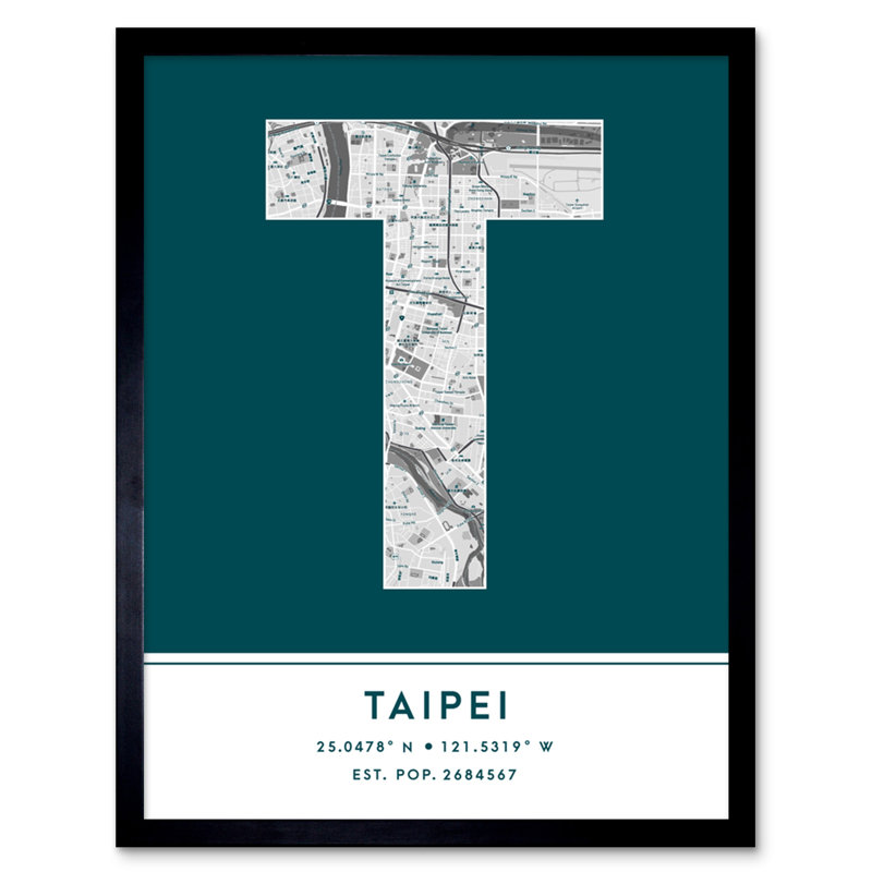 Taipei Teal - Single Picture Frame Typography