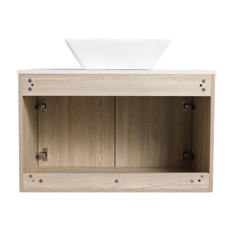 Meuble-lavabo mural simple 29,5 po avec lavabo en chêne blanc