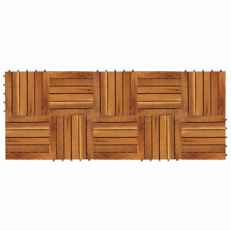 Ensemble de 10 tuiles de patio WALPLUS en bois franc d'acacia brun 30 x 30 cm, Brun, 10