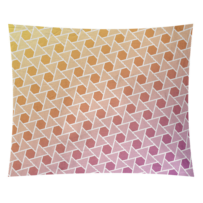 Tapisserie murale hexagonales et triangles, H 27,5 po x l 37,5 po, Jaune / Mauve