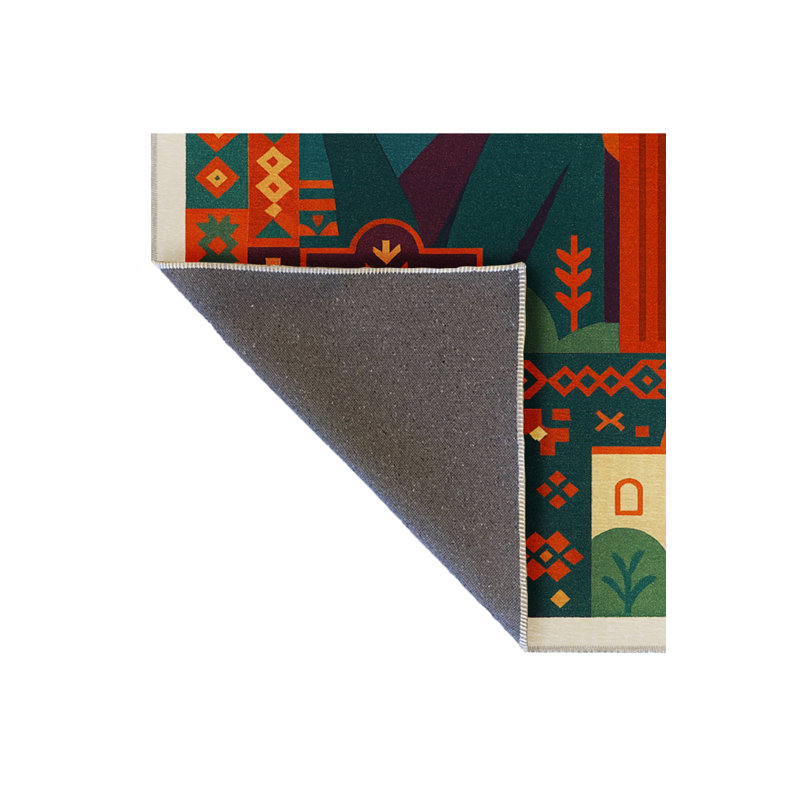 Tapis bleu tissé lavable rétro Mosso, 2'6" x 4'11"