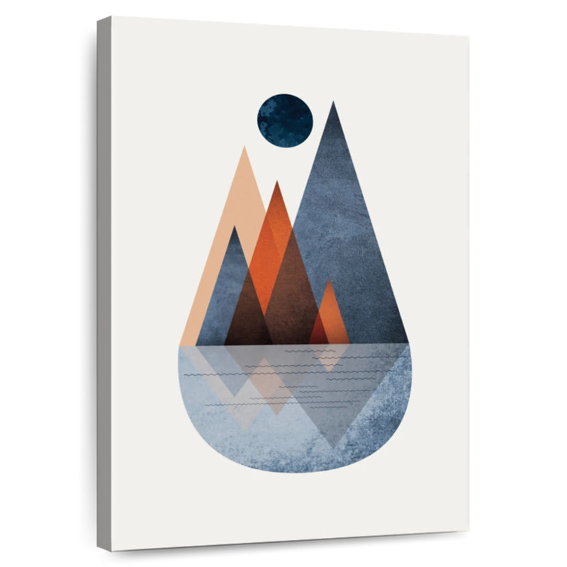 Avery Minimalist Mid-Century Orange Navy II, 48" H x 32" W