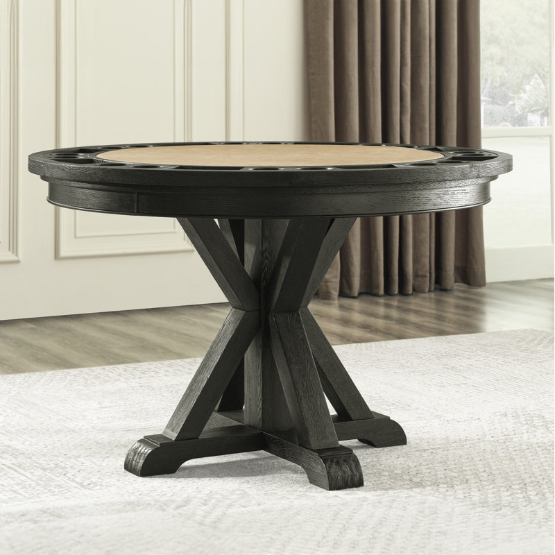 48" Black Oak Veneer Round Rustic Dining Table