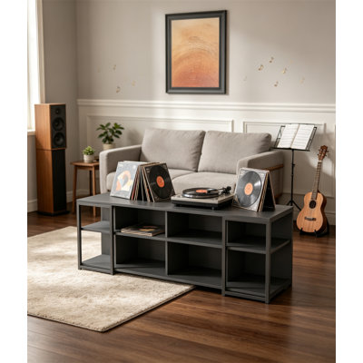 Meuble télé multimédia pour chambre, console de rangement pour téléviseurs jusqu'à 37 pouces, noir