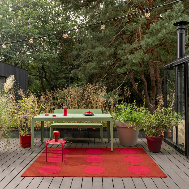 Habitat Festival Hand Tufted Polka Dots Area Rug in Red/Dark Brown, Rectangle 6'7" x 9'2"