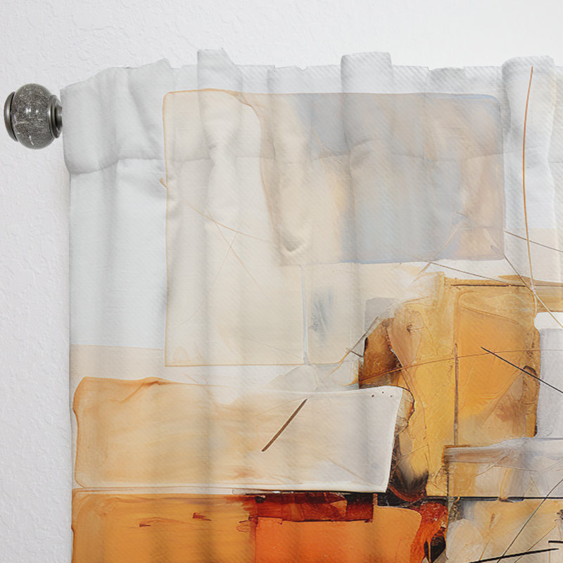 Expressionnisme abstrait orange et gris - rideau en velours moderne - obscurcissant - 1 panneau, L 52 po x L 95 po