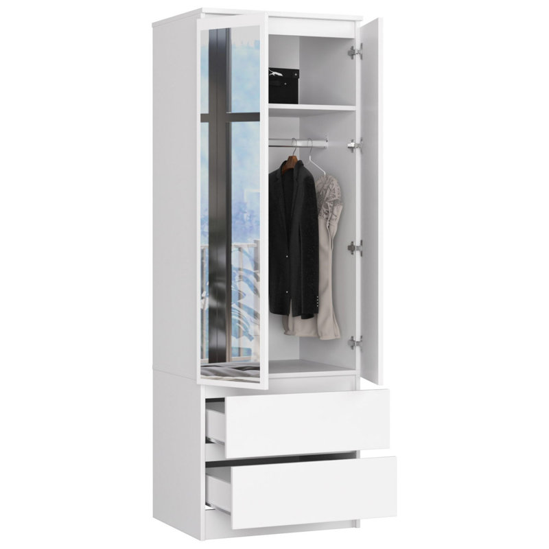 Rennick 2 Door Manufactured Wood Wardrobe, White