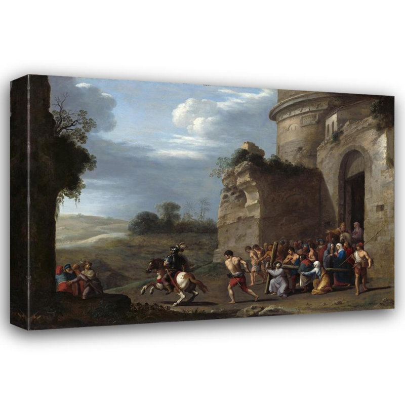«Christ Carrying the Cross» par Cornelia Van Poelenburch - Art mural sur toile tendue avec châssis, H 48 po x l 33 po